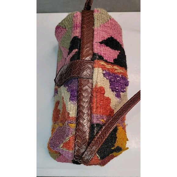 Vtg RARE T. Cappelli Plano Texas Handbag Shoulder Crossbody Purse Southwest Rug - Picture 11 of 16